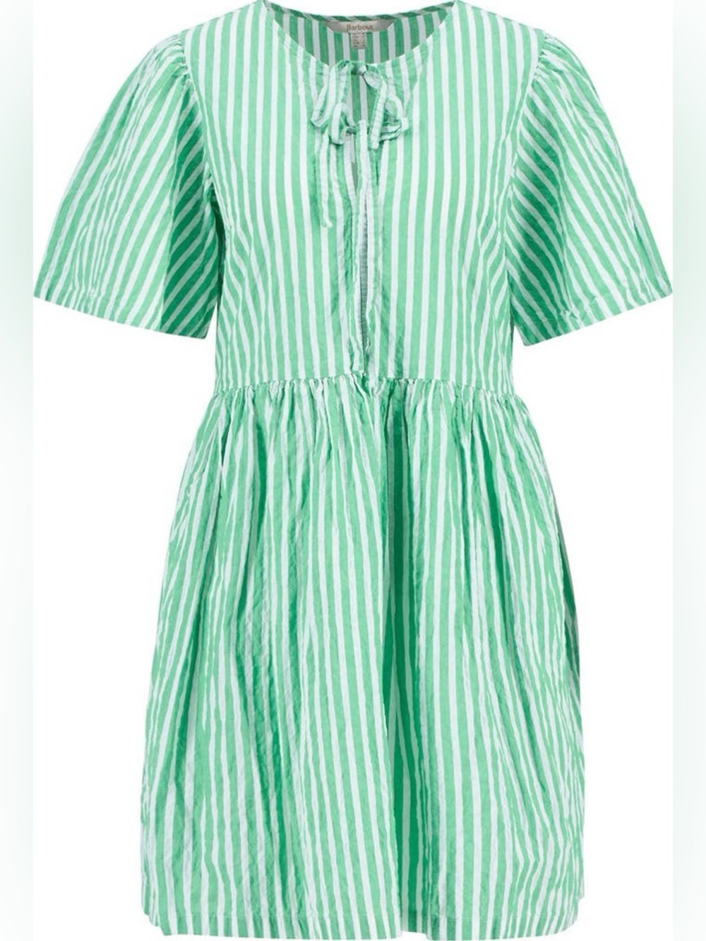 Barbour Green and White Striped Mini Dress